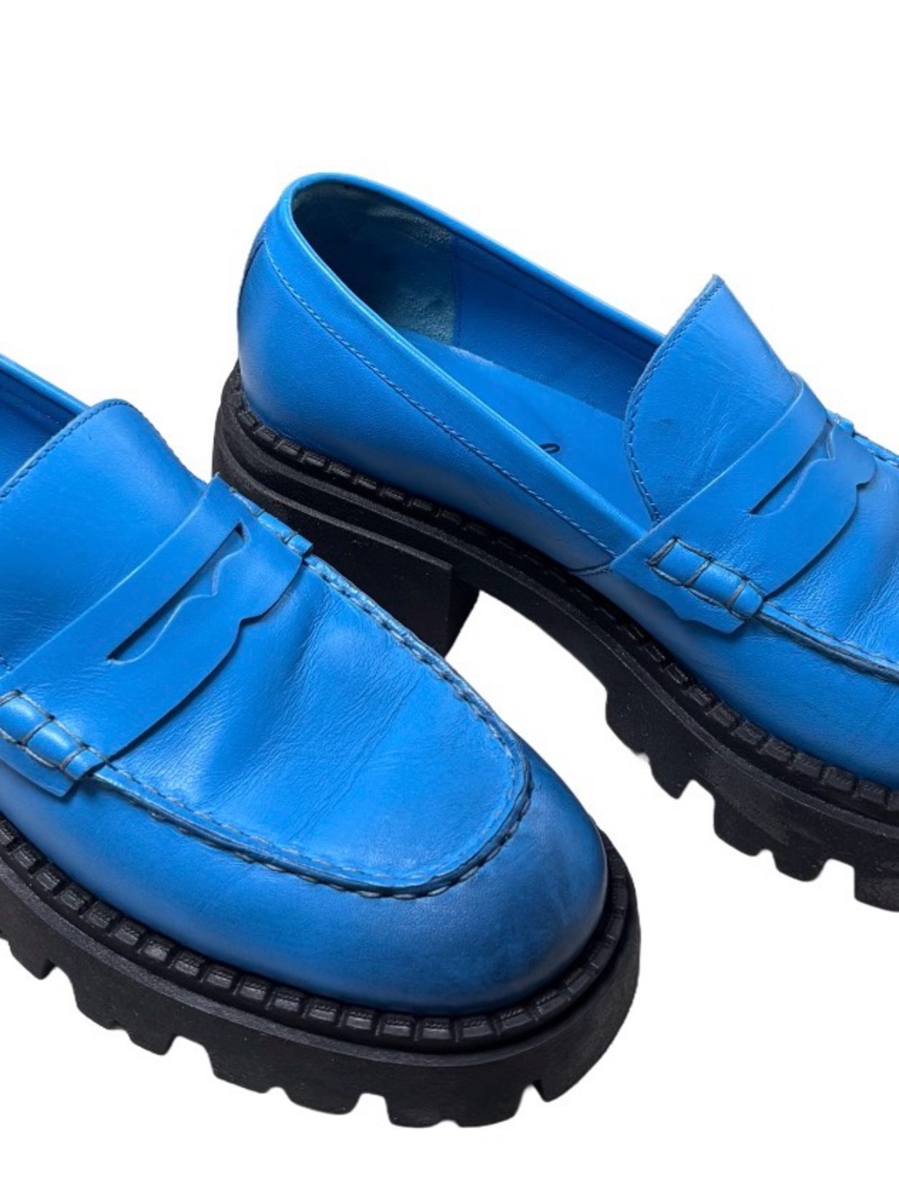 Free People Electric Blue Chunky Lug Penny Loafers